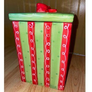 VTG Sweet Olive Designs by Jane Adams Christmas Present Cookie Jar 10" H